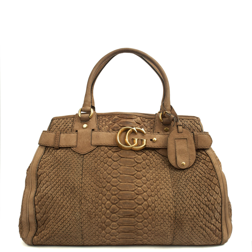 Gucci Tote GG Running Tote in Brown, Python Leather — Alternate View 7