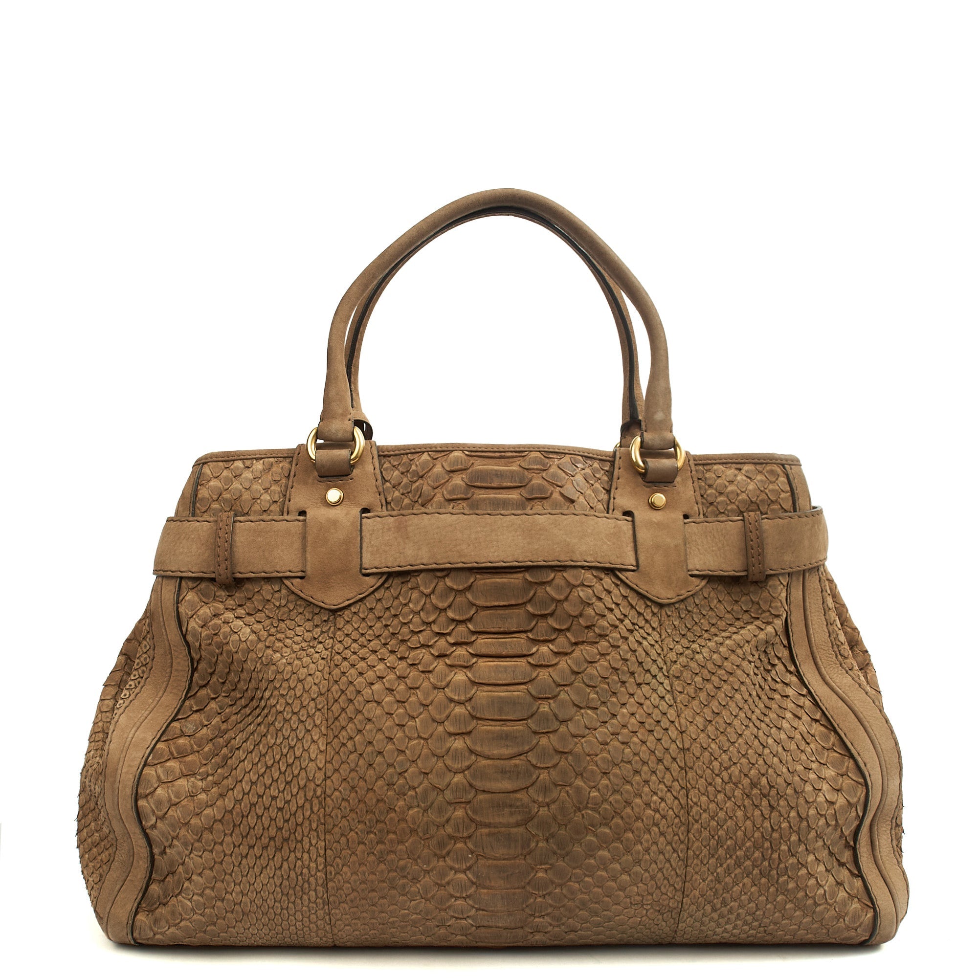 Gucci Tote GG Running Tote in Brown, Python Leather — Back View
