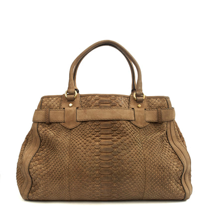 Gucci Tote GG Running Tote in Brown, Python Leather — Back View