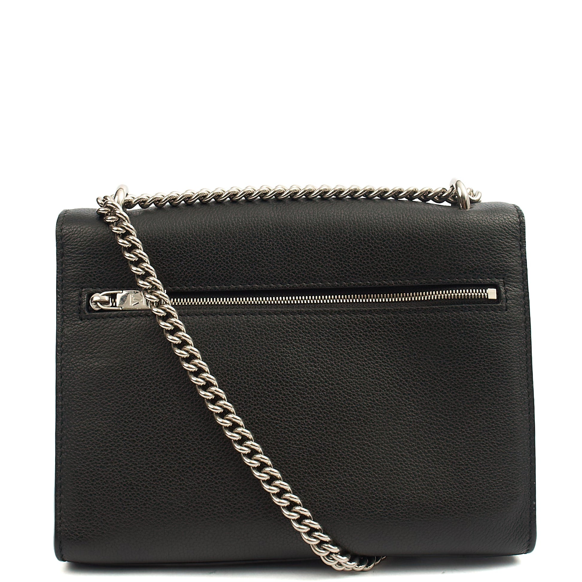 Louis Vuitton Shoulder Bag Mylockme Chain Bag in Black, Calfskin Leather — Back View