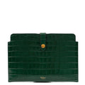 Mulberry Clutch Studded Pouch in Jungle Green, Exotic Effect Leather — Front View