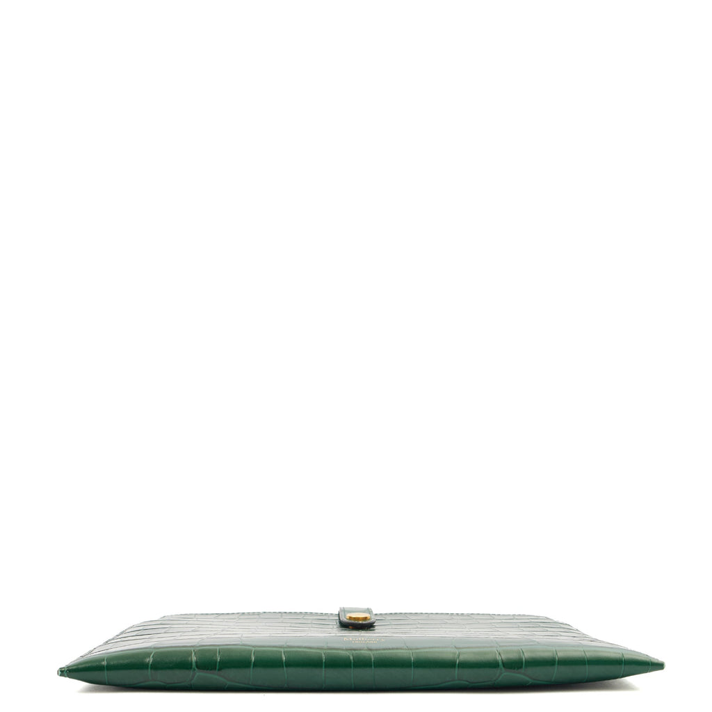 Mulberry Clutch Studded Pouch in Jungle Green, Exotic Effect Leather — Top View