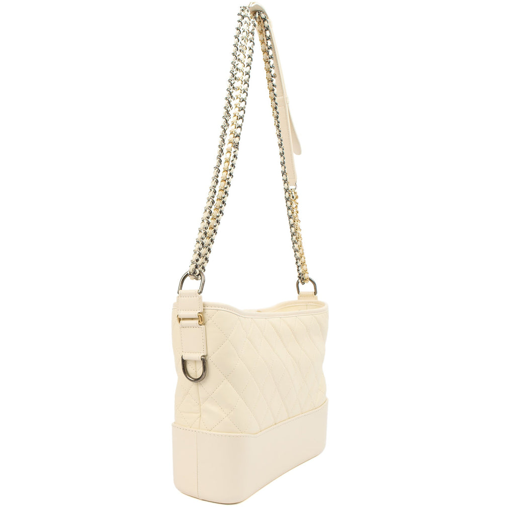 Chanel Shoulder Bag Gabrielle Hobo - Large in Cream, Leather — Top View