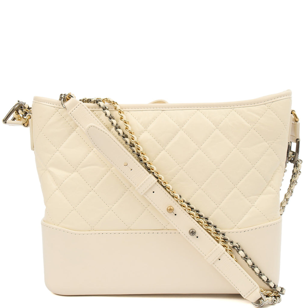 Chanel Shoulder Bag Gabrielle Hobo - Large in Cream, Leather — Front View