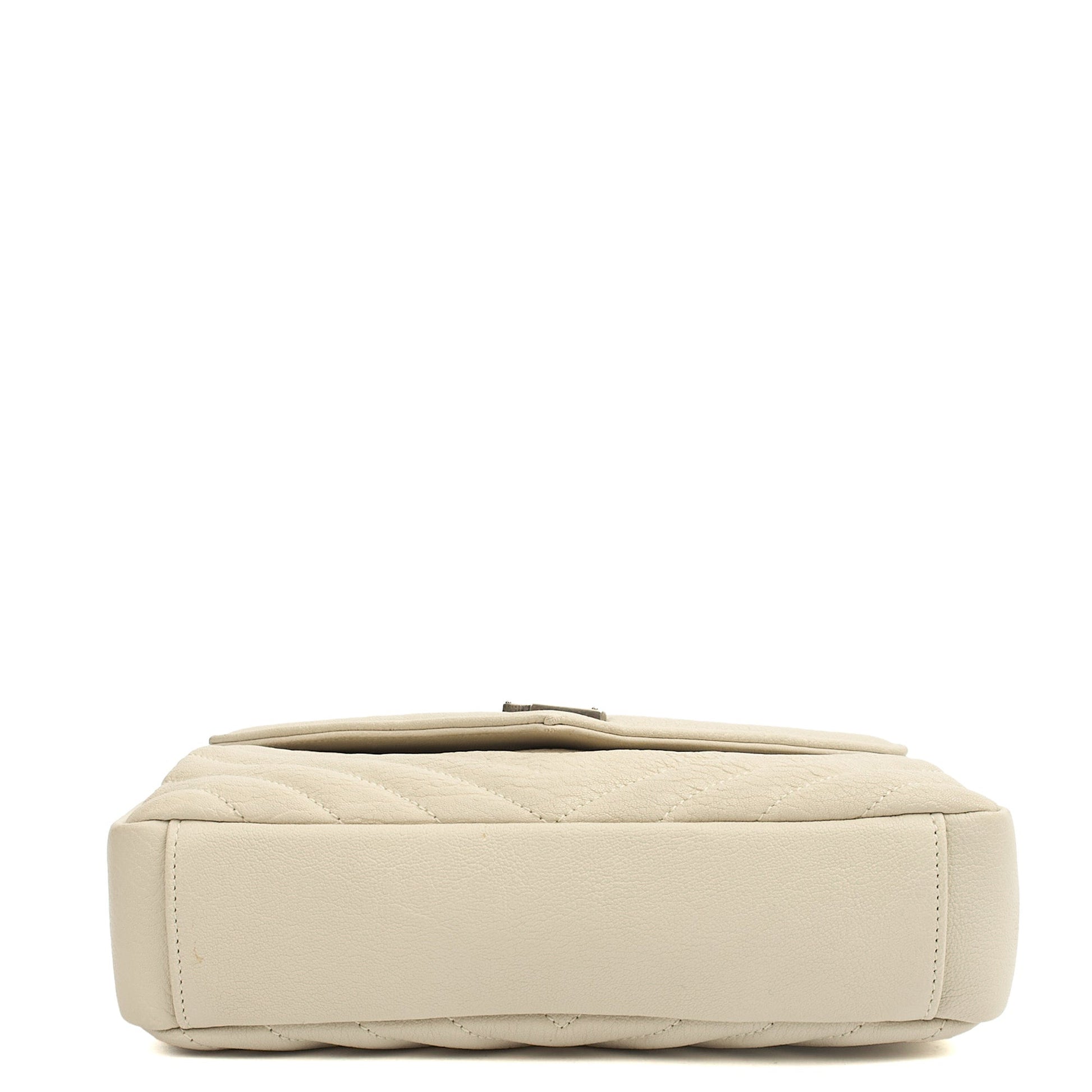 Saint Laurent Top Handle College - Medium in Neutral, Calfskin Leather — Detail View