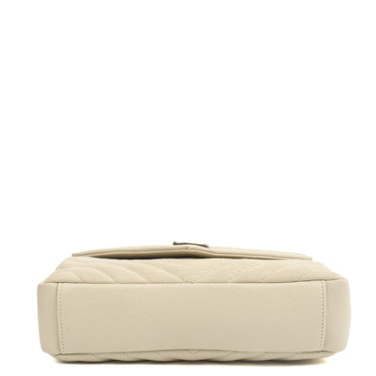 Saint Laurent Top Handle College - Medium in Neutral, Calfskin Leather — Detail View
