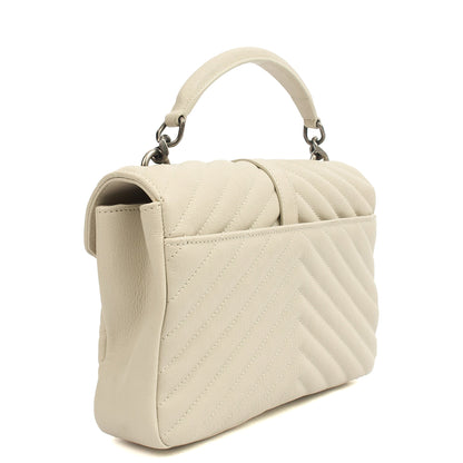 Saint Laurent Top Handle College - Medium in Neutral, Calfskin Leather — Back View