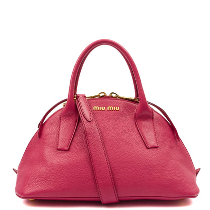 Miu Miu Shoulder Bag Bowling Bag - Small in Pink, Leather — Front View