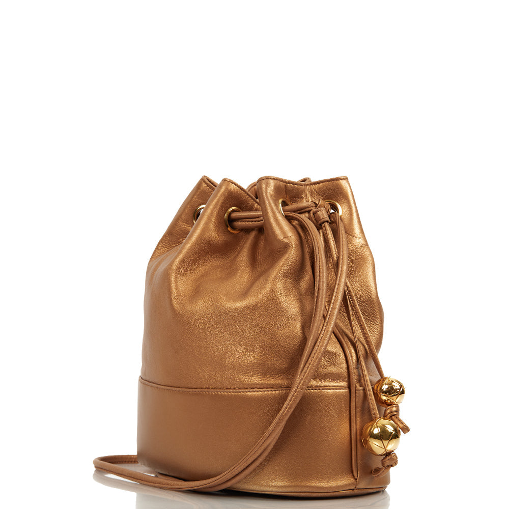 Chanel Bucket Bag Vintage Bucket Bag in Metallic, Lambskin Leather — Side View