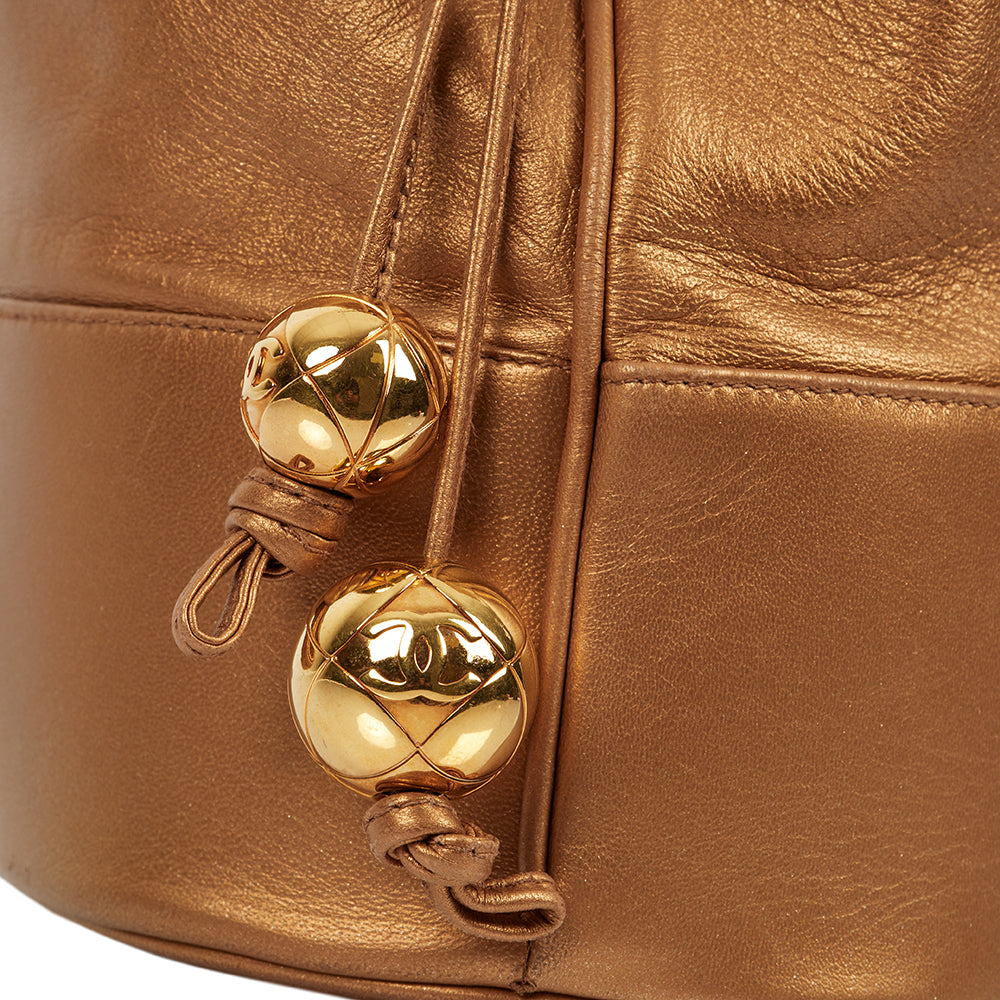 Chanel Bucket Bag Vintage Bucket Bag in Metallic, Lambskin Leather — Alternate View 7