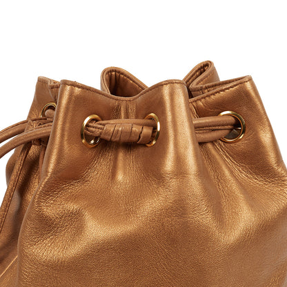 Chanel Bucket Bag Vintage Bucket Bag in Metallic, Lambskin Leather — Detail View