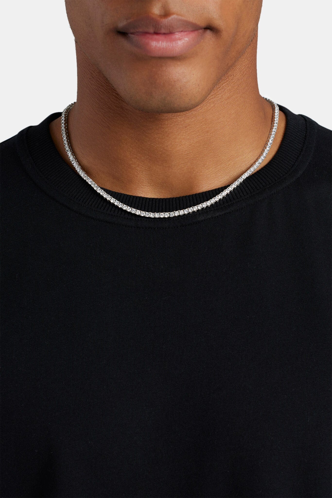 Cernucci Tennis Chain - 3mm - White — 16" — Front View