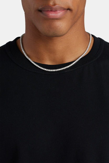 Cernucci Tennis Chain - 3mm - White — 16" — Front View