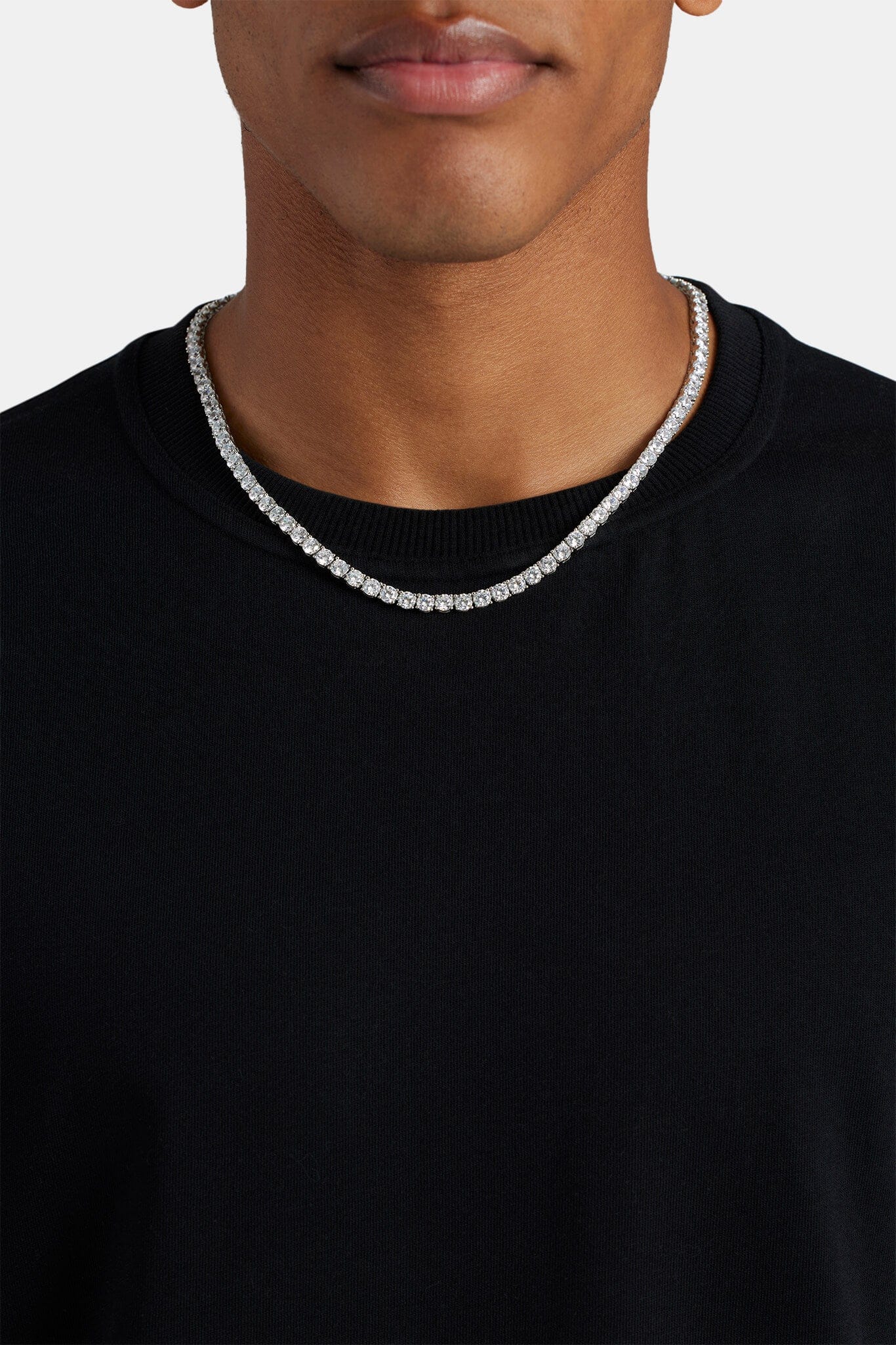 Cernucci Tennis Chain - 5mm - White — 16" — Front View