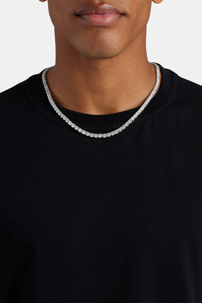 Cernucci Tennis Chain - 5mm - White — 16" — Front View