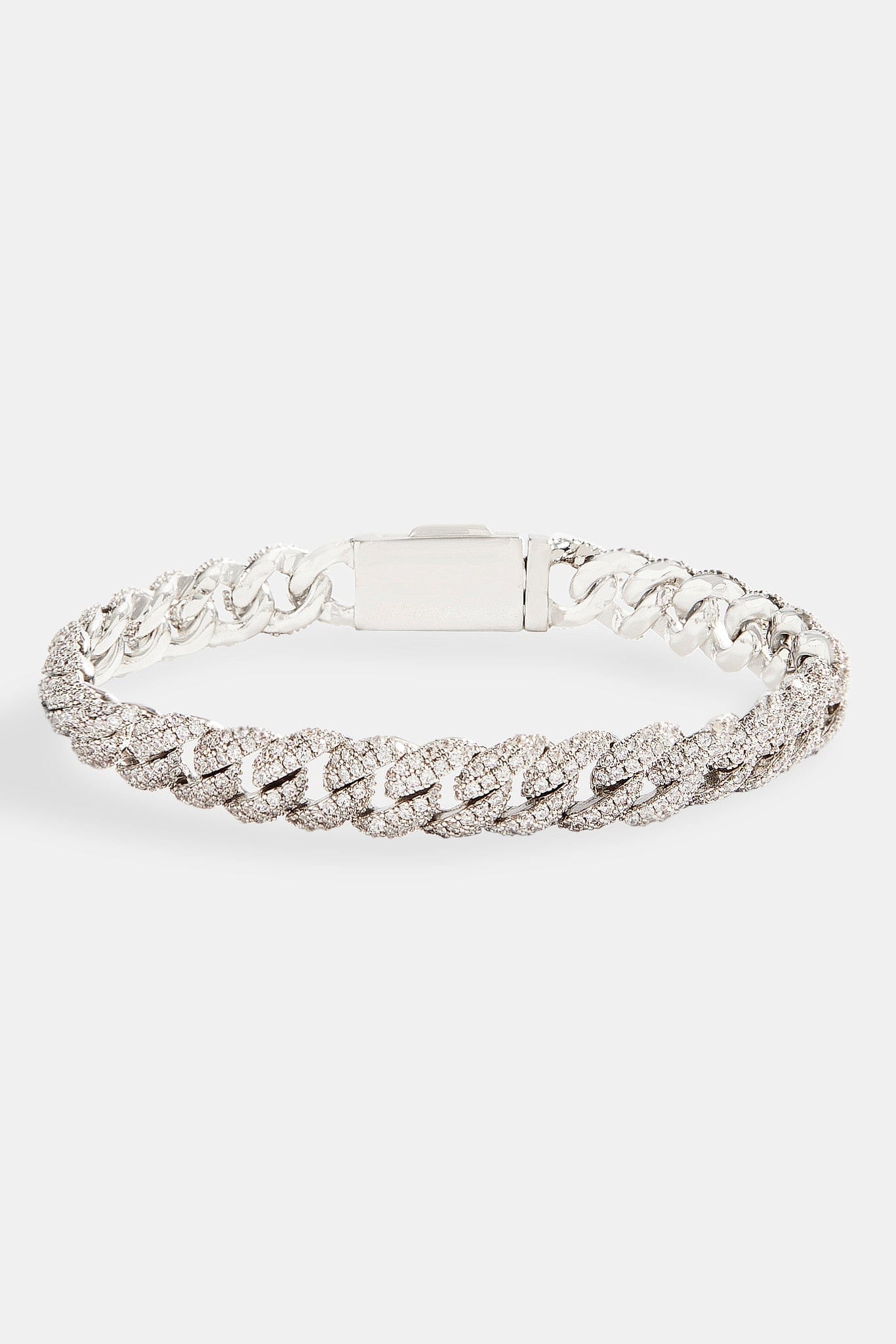 Cernucci Iced Cuban Bracelet - 8mm - White — 6" — Side View