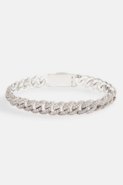 Cernucci Iced Cuban Bracelet - 8mm - White — 6" — Side View