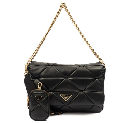 Prada Cross Body System Patchwork bag in Black, Leather — Front View