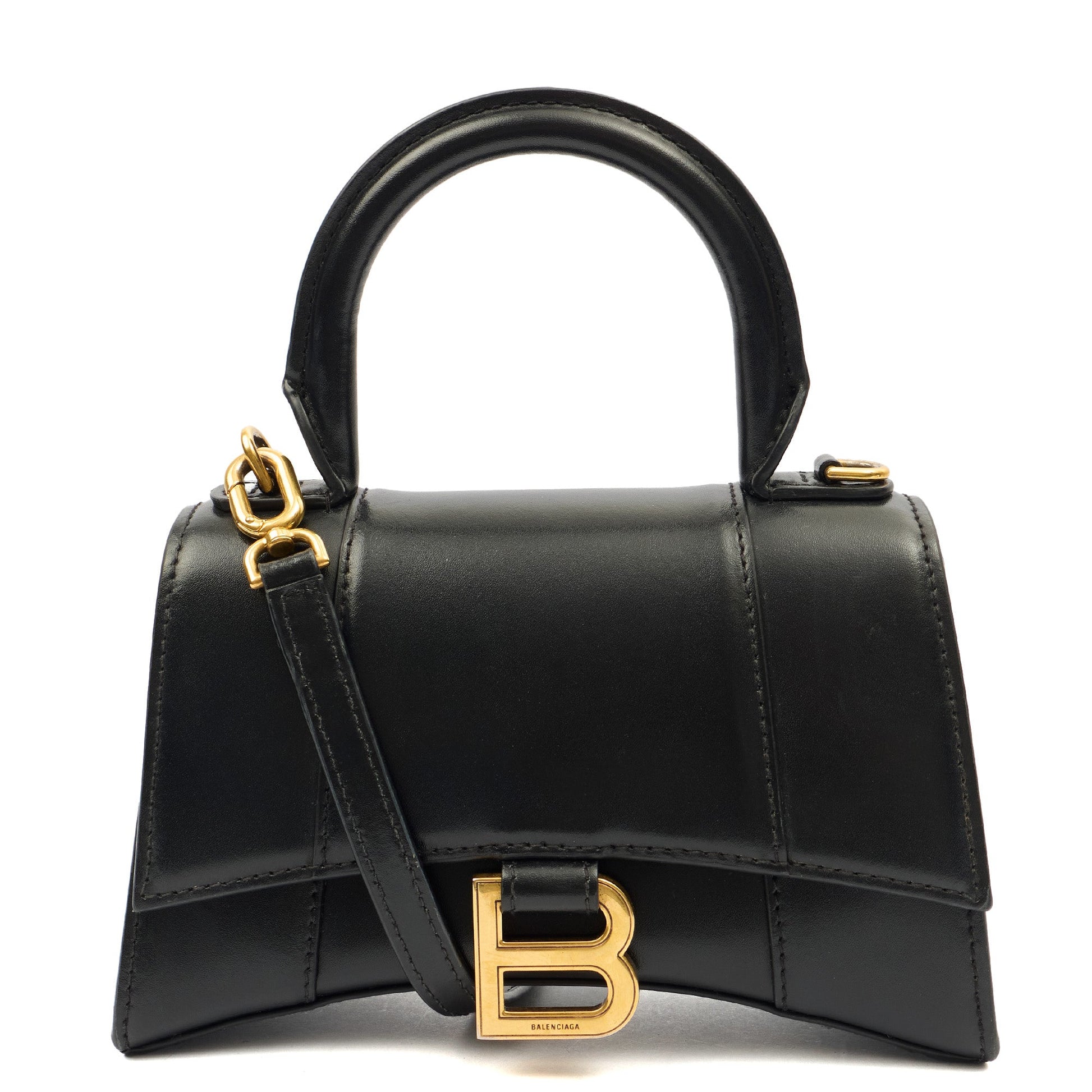 Balenciaga Top Handle Hourglass Top Handle XS in Black, Veau (Calfskin) — Alternate View 7