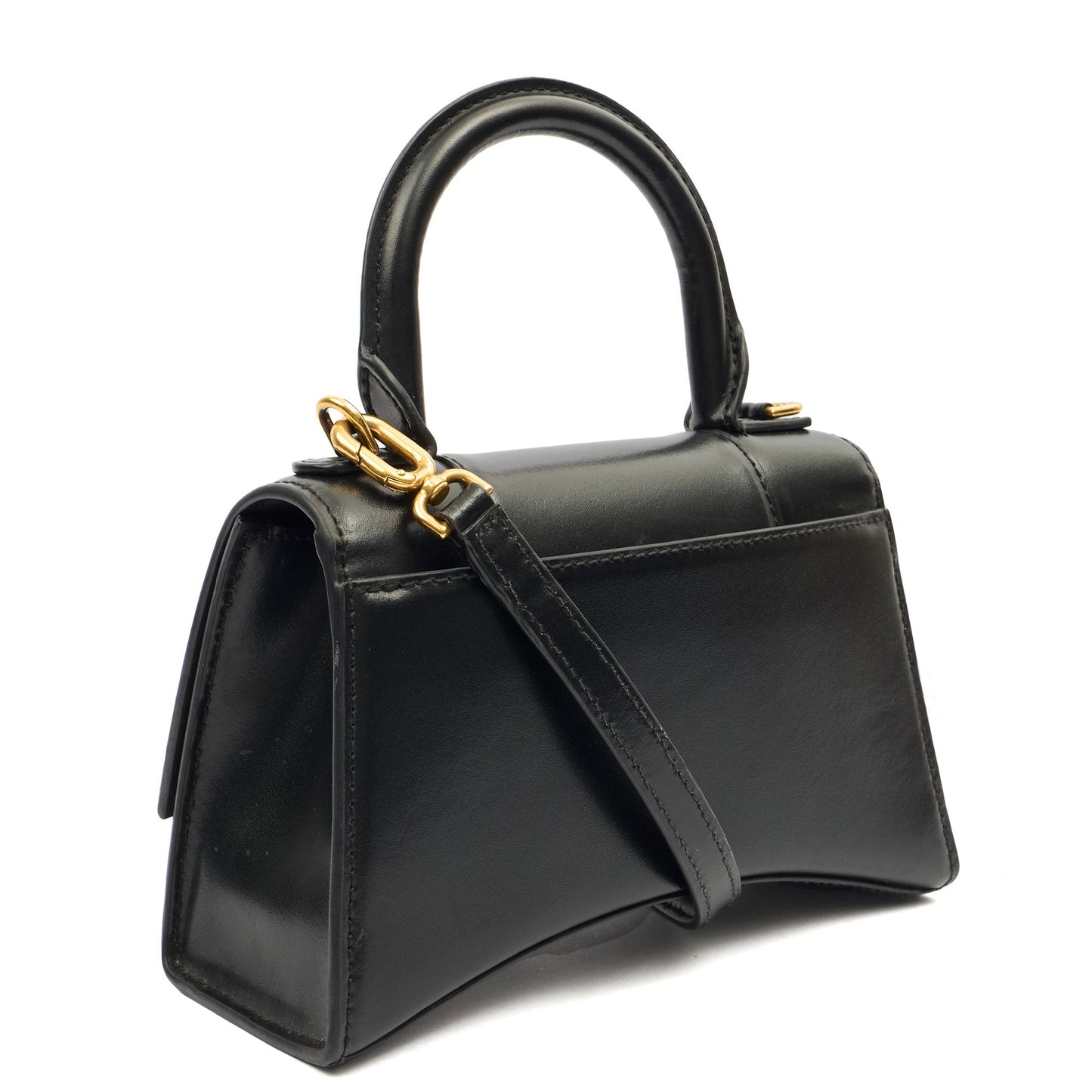 Balenciaga Top Handle Hourglass Top Handle XS in Black, Veau (Calfskin) — Side View