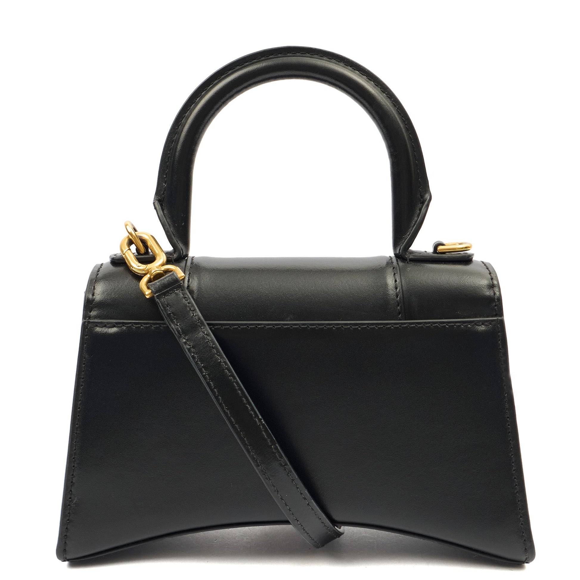 Balenciaga Top Handle Hourglass Top Handle XS in Black, Veau (Calfskin) — Back View