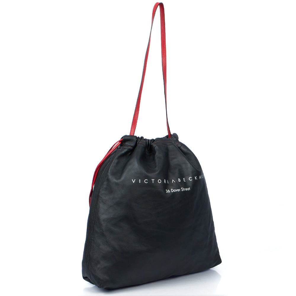 Victoria Beckham Tote Drawstring Bucket Bag in Black, Leather — Alternate View 9