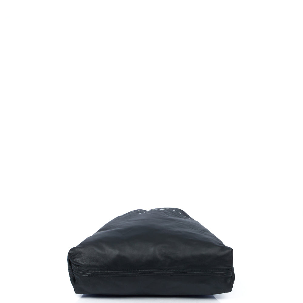 Victoria Beckham Tote Drawstring Bucket Bag in Black, Leather — Detail View