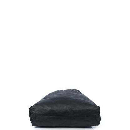 Victoria Beckham Tote Drawstring Bucket Bag in Black, Leather — Detail View