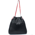 Victoria Beckham Tote Drawstring Bucket Bag in Black, Leather — Front View