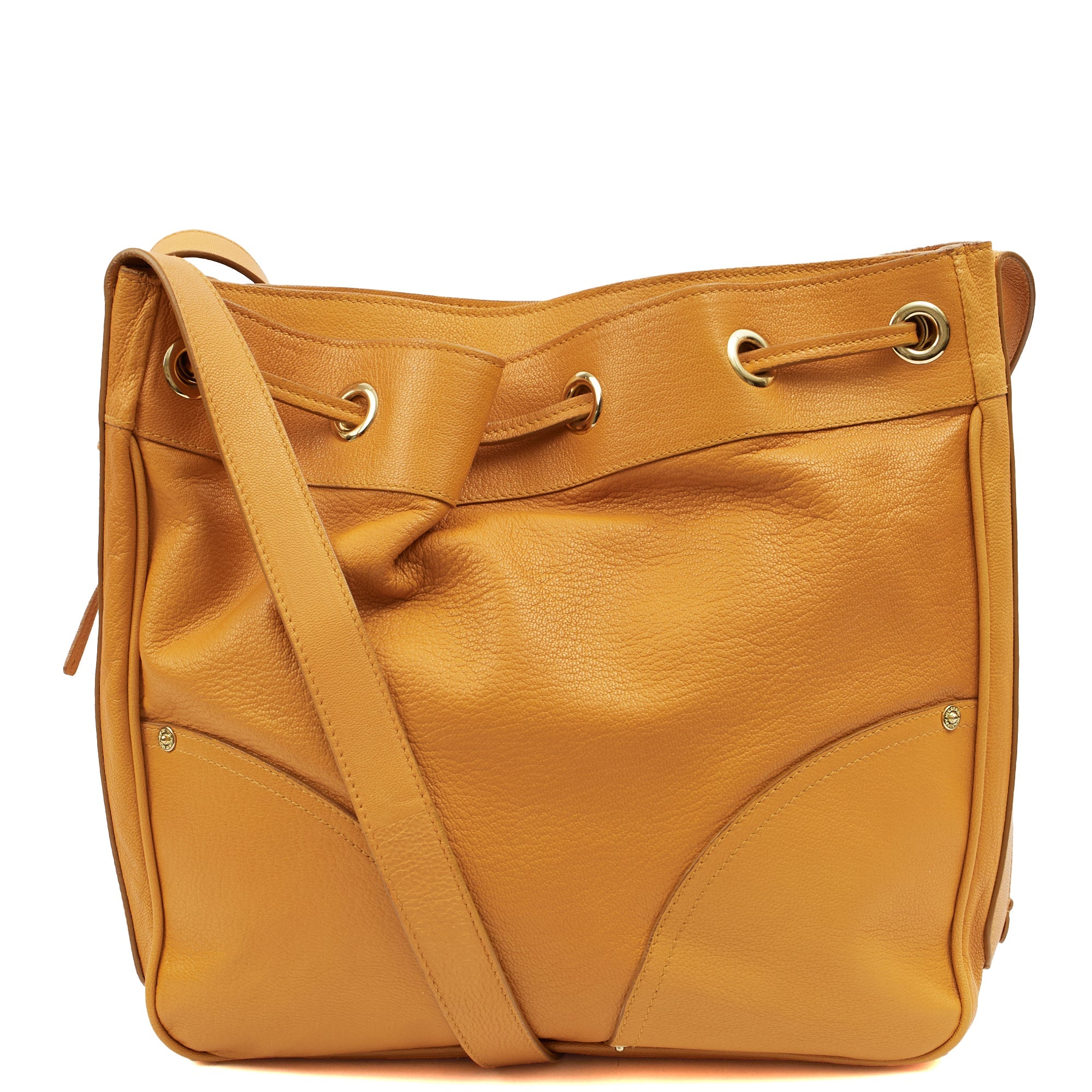 Mulberry Bucket Bag Poppy in Yellow, Leather — Front View