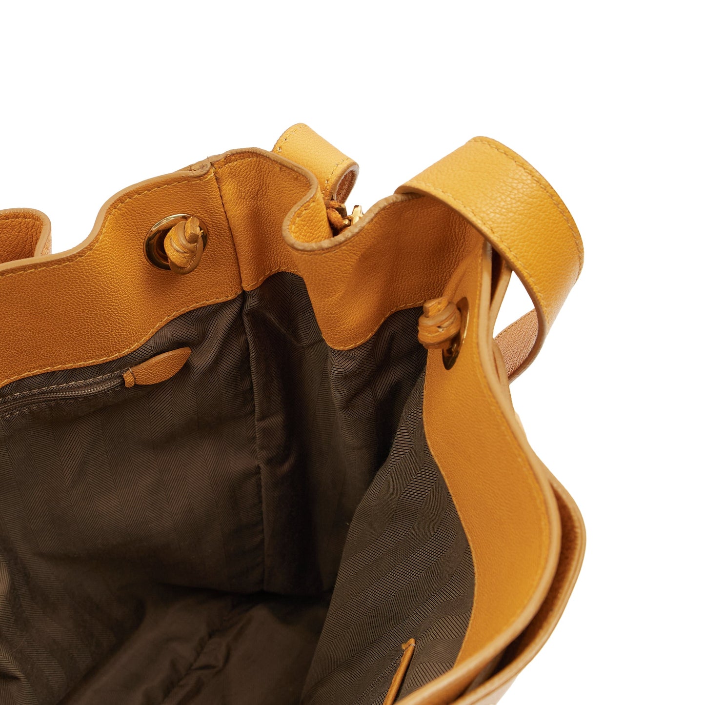 Mulberry Bucket Bag Poppy in Yellow, Leather — Detail View