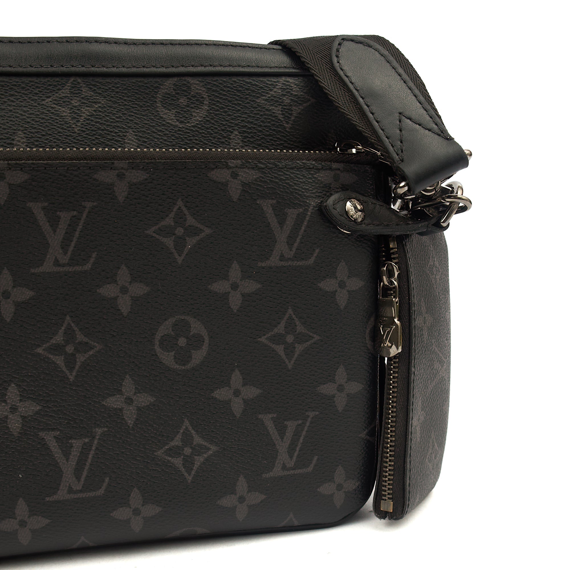 Louis Vuitton Cross Body Trio Messenger in Monogram Eclipse, Canvas — Lifestyle View