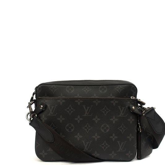 Louis Vuitton Cross Body Trio Messenger in Monogram Eclipse, Canvas — Front View