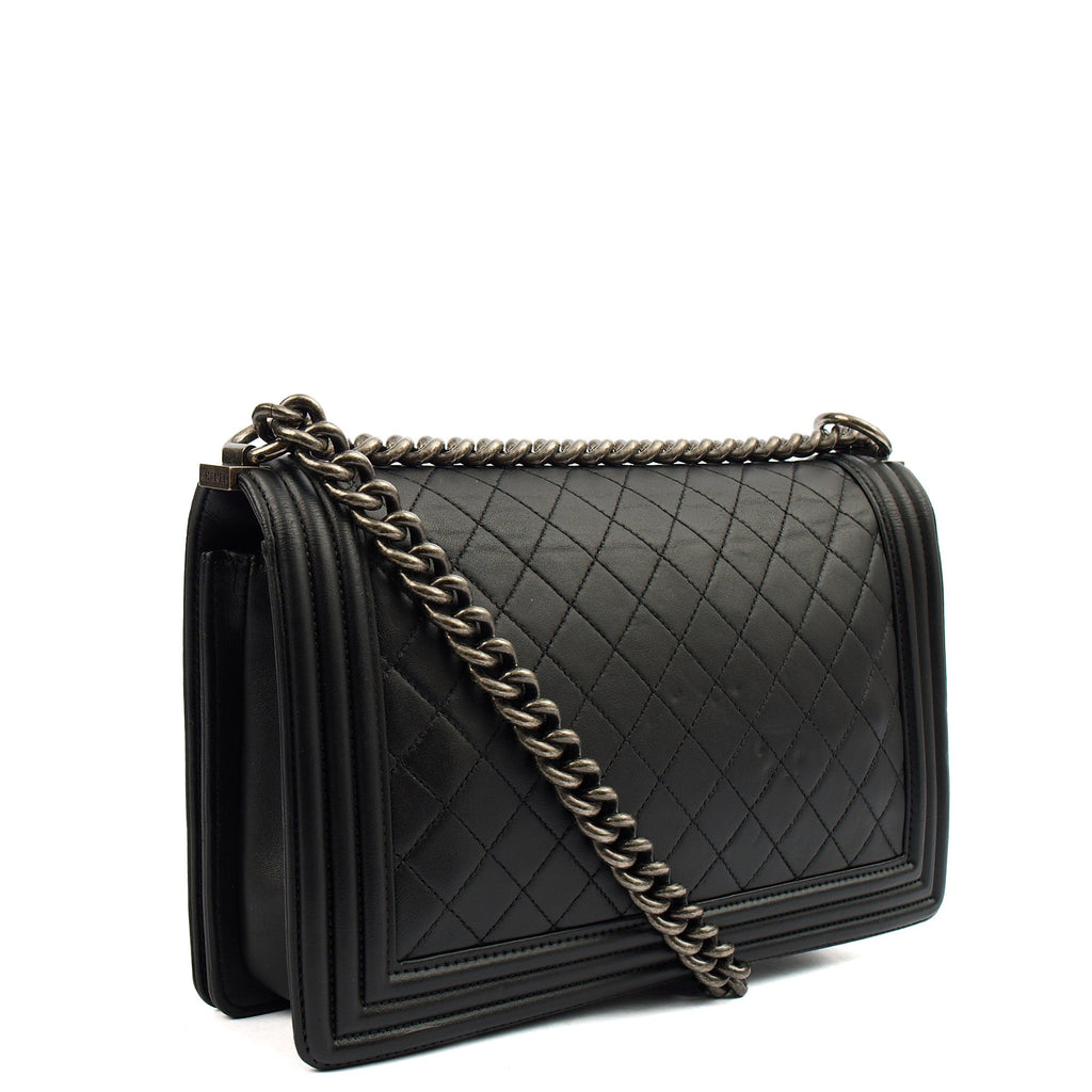 Chanel Shoulder Bag Boy - New Medium in Black — Back View