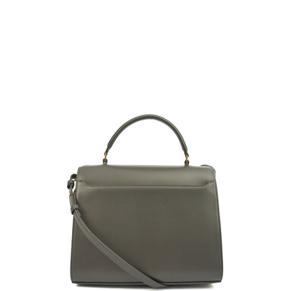 Saint Laurent Top Handle Cassandra Top Handle - Medium in Grey, Leather — Back View