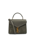Saint Laurent Top Handle Cassandra Top Handle - Medium in Grey, Leather — Front View