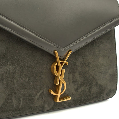 Saint Laurent Top Handle Cassandra Top Handle - Medium in Grey, Leather — Lifestyle View