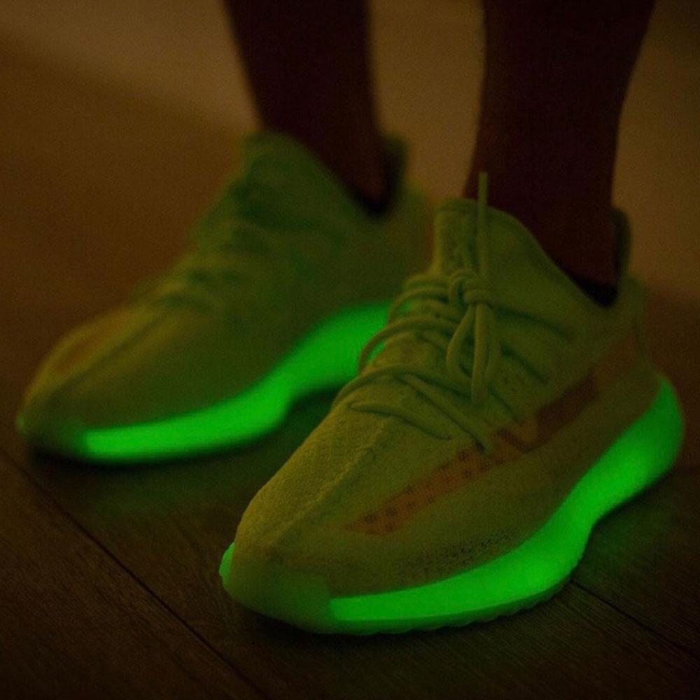 Yeezy Boost 350 V2 'Glow In The Dark' Green — UK 3.5 | EU 36 | US 4 — Lifestyle View