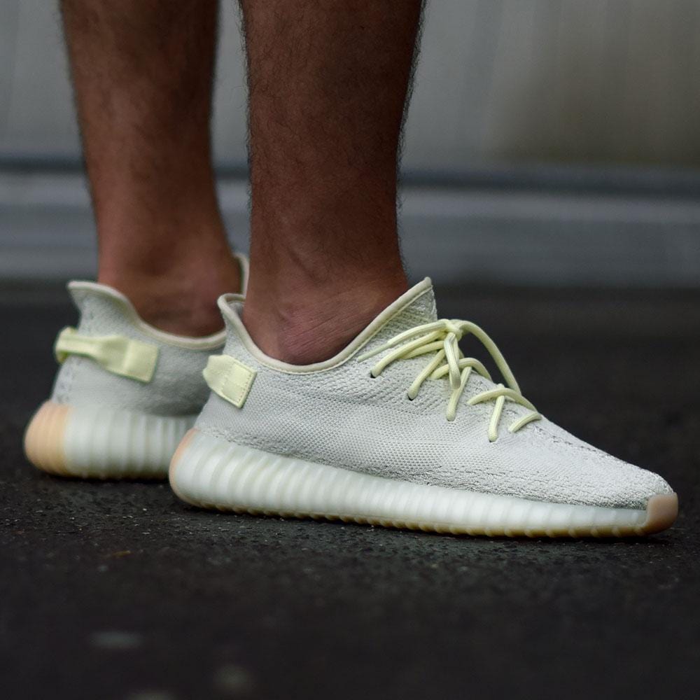 adidas Originals Yeezy 350 v2 Butter — UK 3.5 | EU 36 | US 4 — Lifestyle View