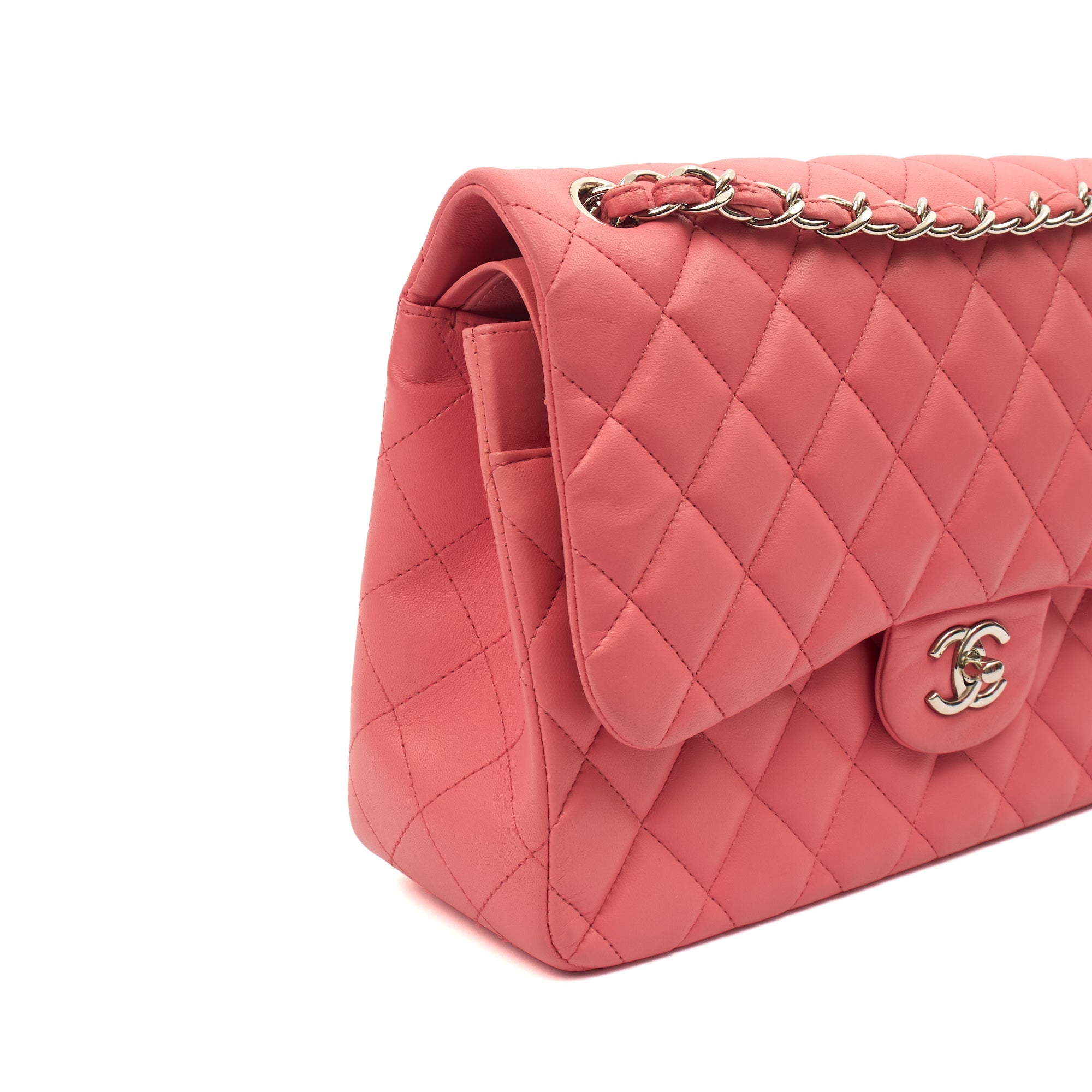 Chanel Shoulder Bag Classic Double Flap - Large in Pink, Lambskin Leather — Alternate View 7