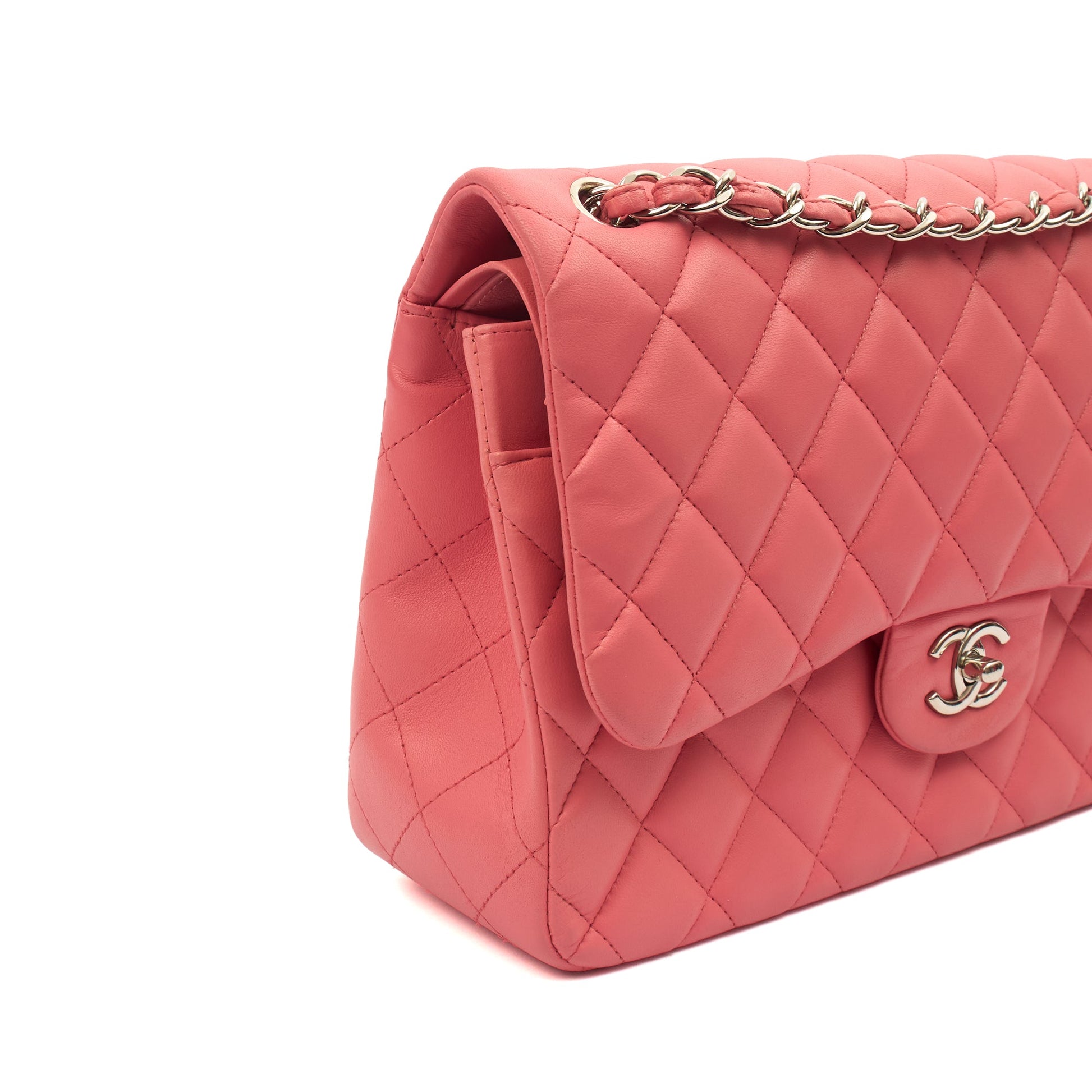 Chanel Shoulder Bag Classic Double Flap - Large in Pink, Lambskin Leather — Alternate View 16