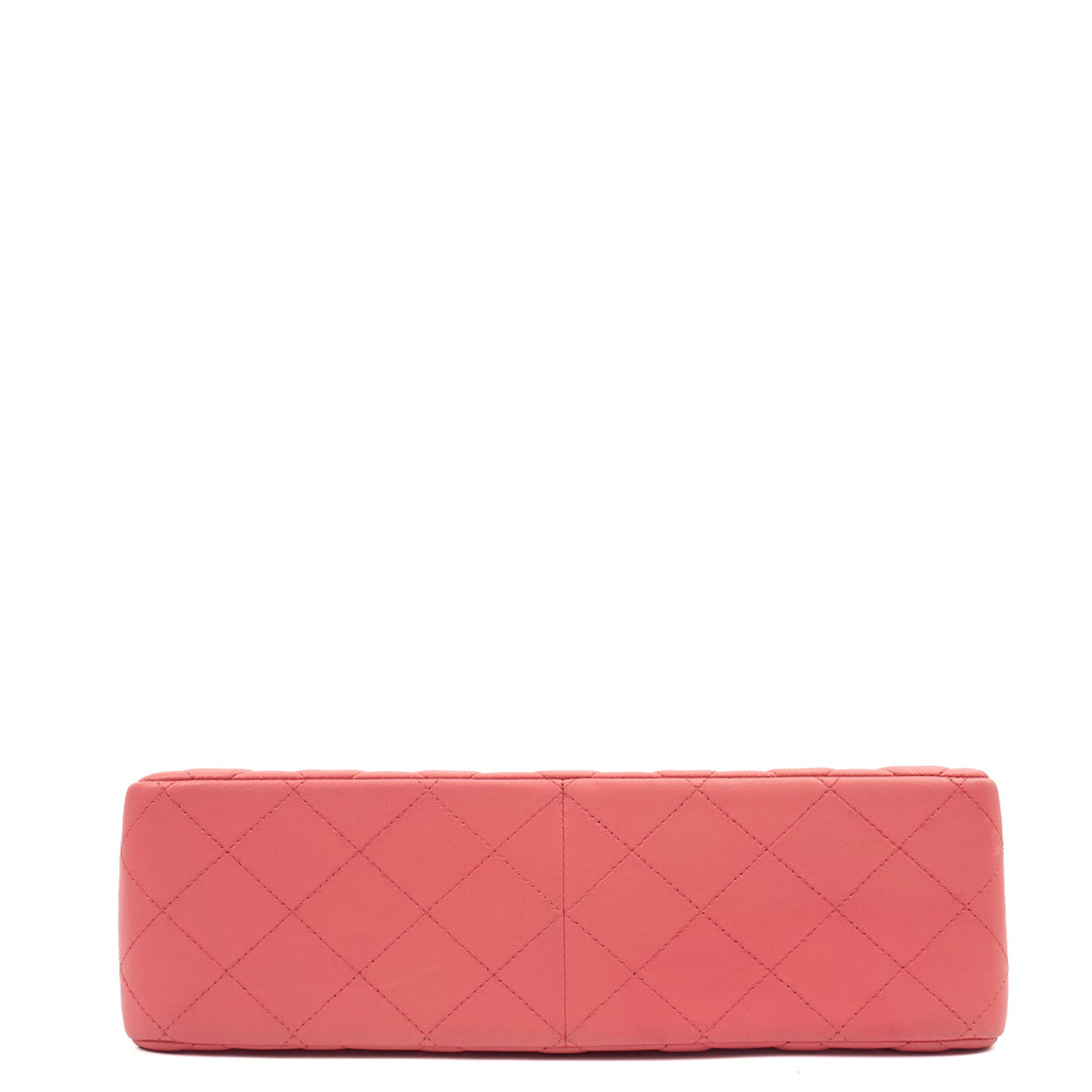 Chanel Shoulder Bag Classic Double Flap - Large in Pink, Lambskin Leather — Top View