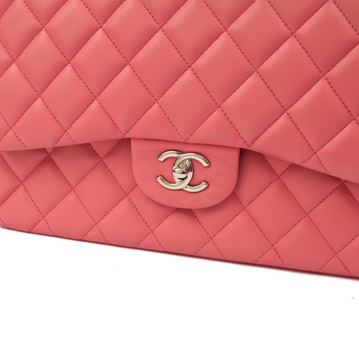 Chanel Shoulder Bag Classic Double Flap - Large in Pink, Lambskin Leather — Lifestyle View