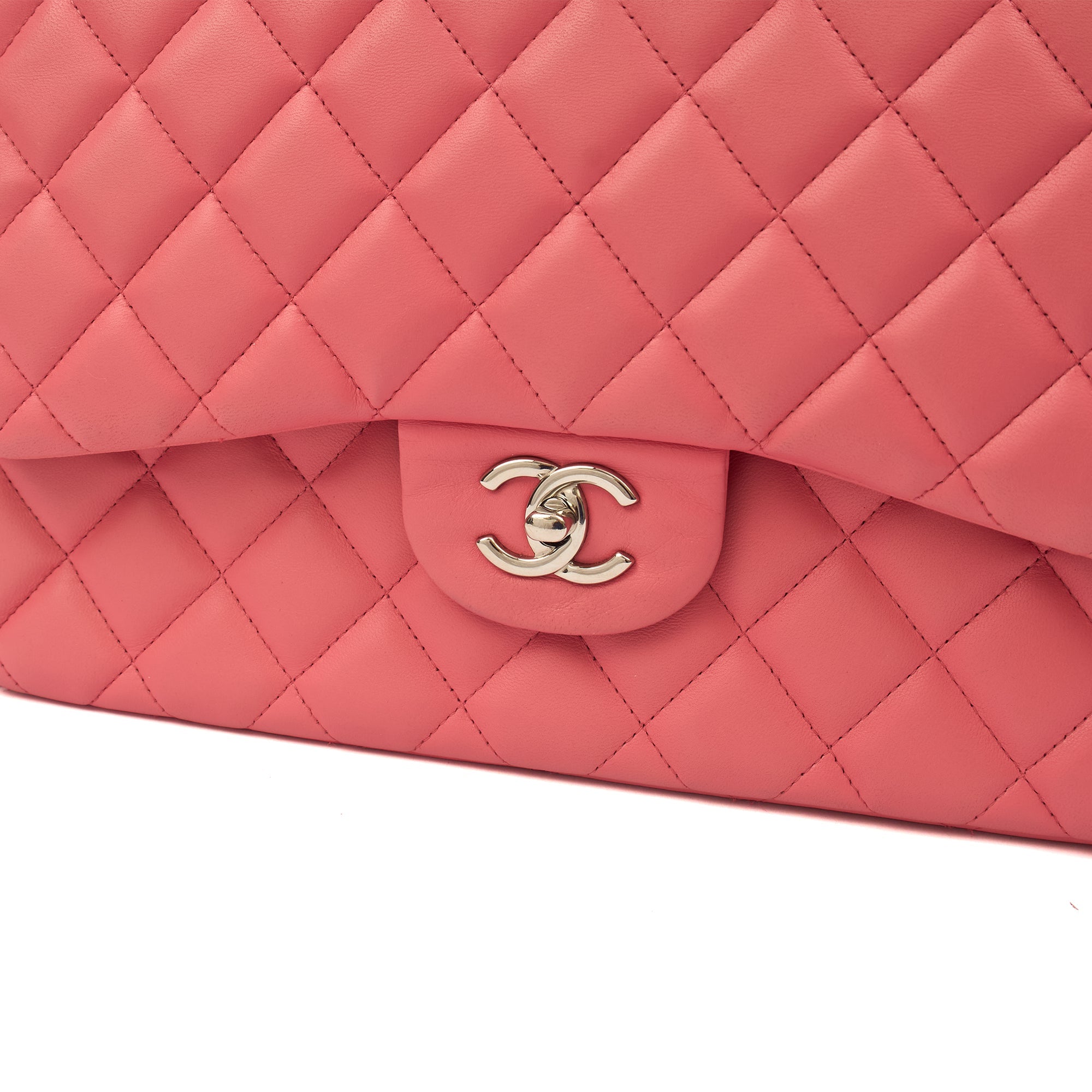 Chanel Shoulder Bag Classic Double Flap - Large in Pink, Lambskin Leather — Alternate View 15