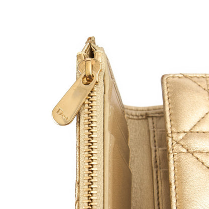 Christian Dior Wallet Wallet in Metallic, Calfskin — Detail View