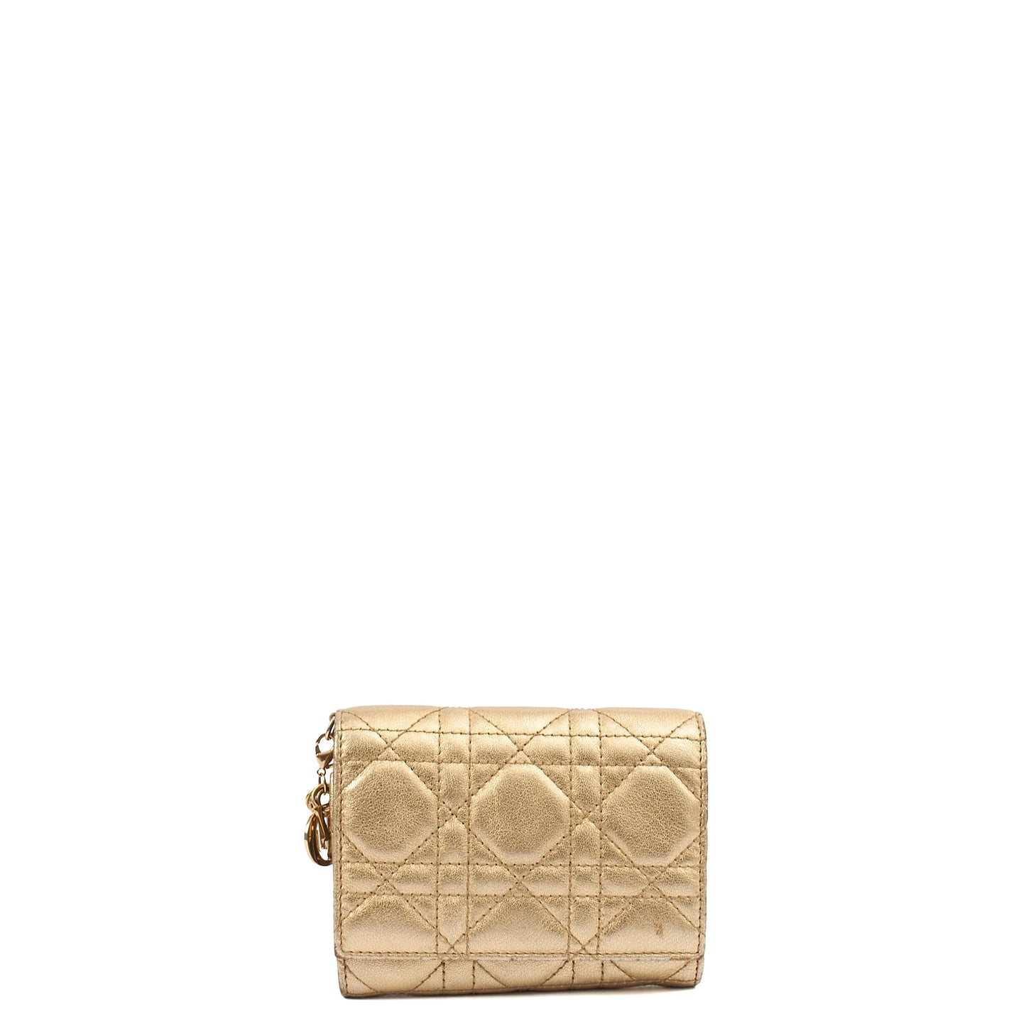 Christian Dior Wallet Wallet in Metallic, Calfskin — Front View