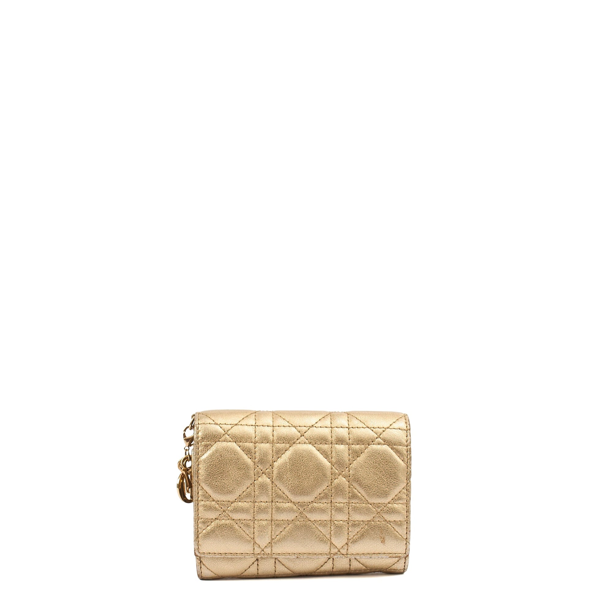 Christian Dior Wallet Wallet in Metallic, Calfskin — Front View