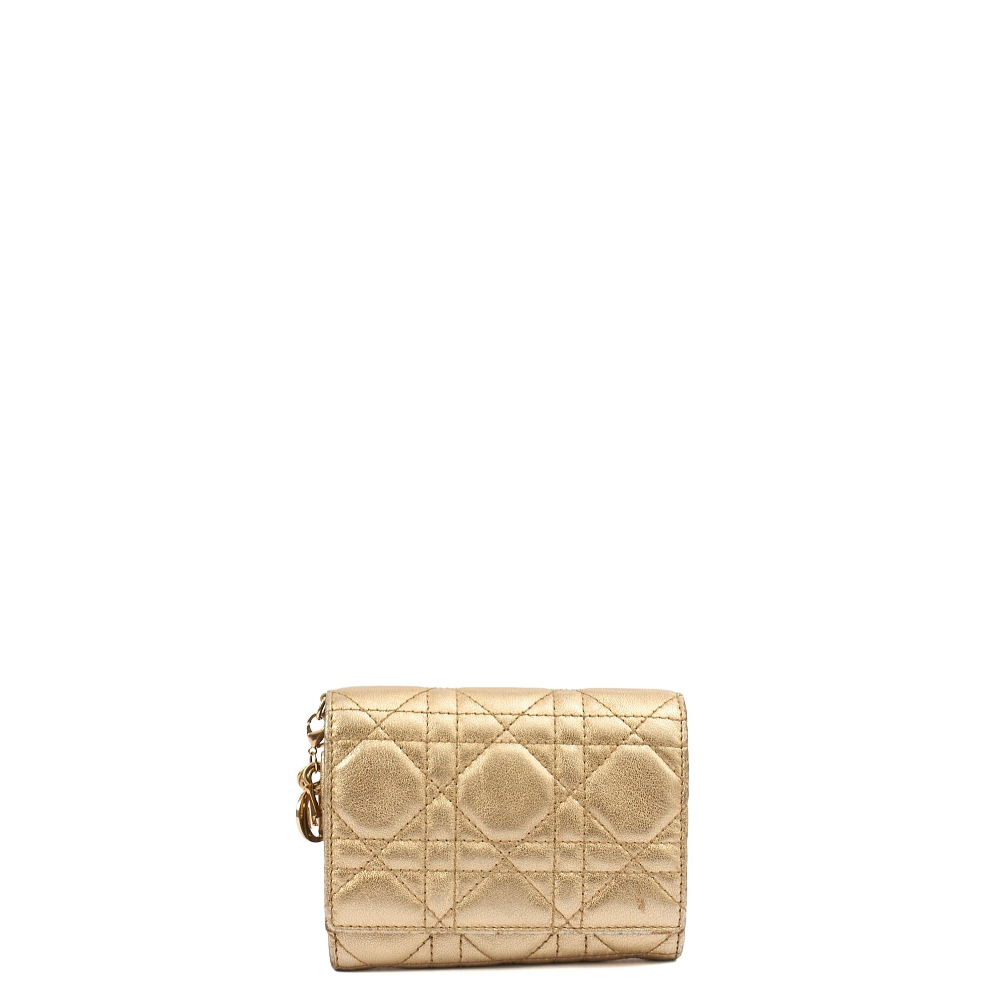 Christian Dior Wallet Wallet in Metallic, Calfskin — Front View