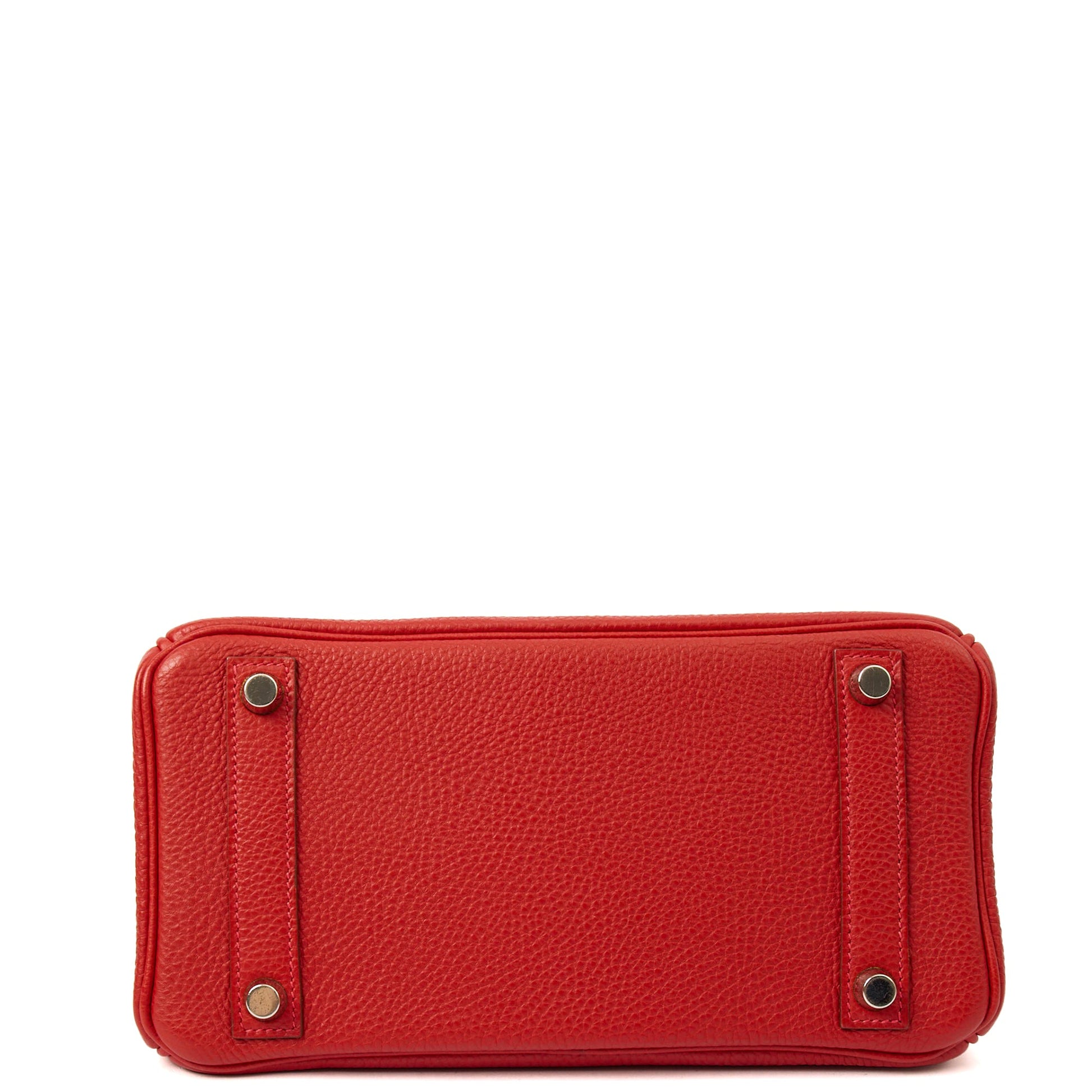 Hermes Birkin 25 in Rouge Garance, Togo Leather — Detail View