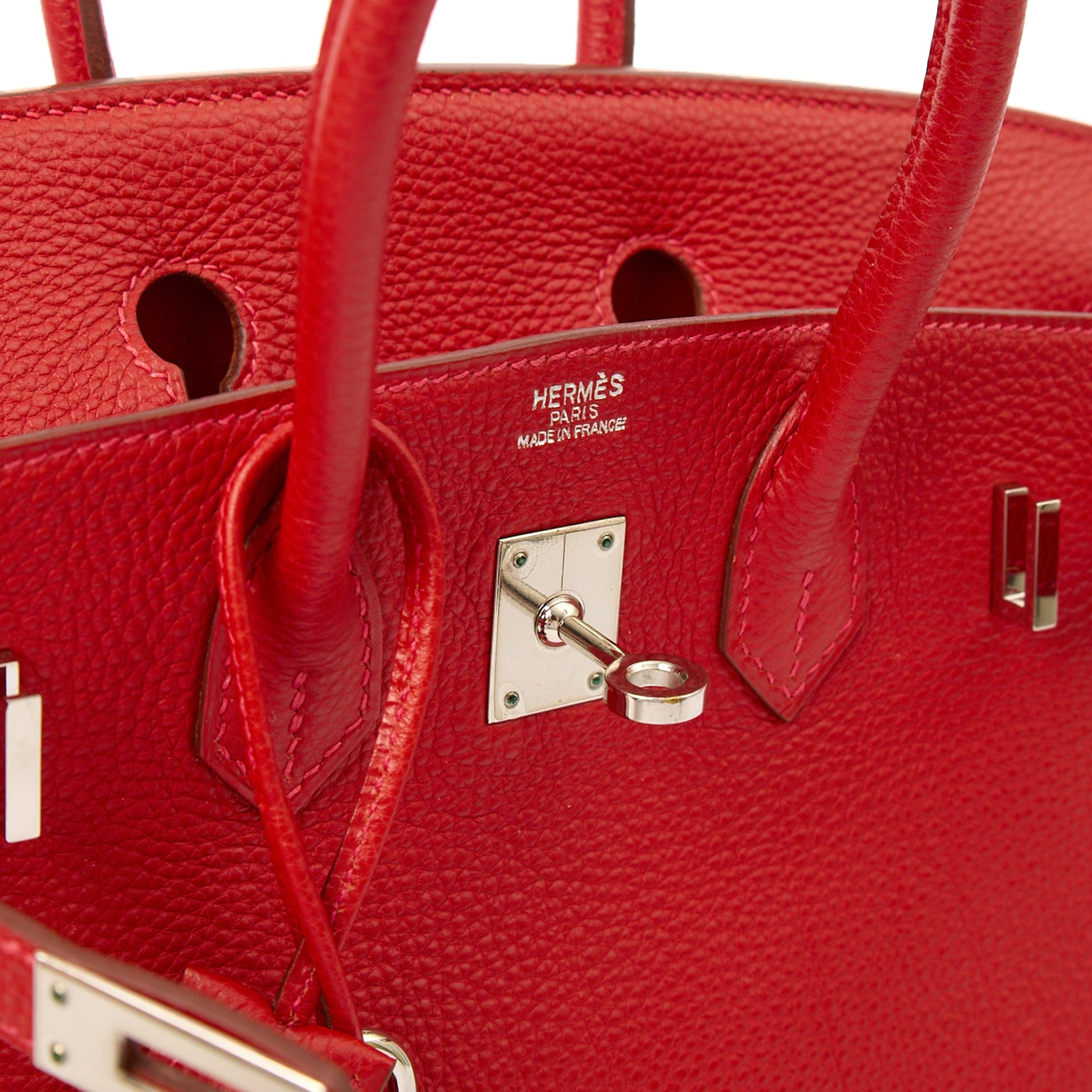 Hermes Birkin 25 in Rouge Garance, Togo Leather — Alternate View 8